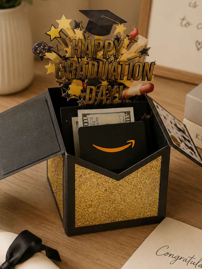 Graduation gift card holder designed to present cash or gift cards in a thoughtful way