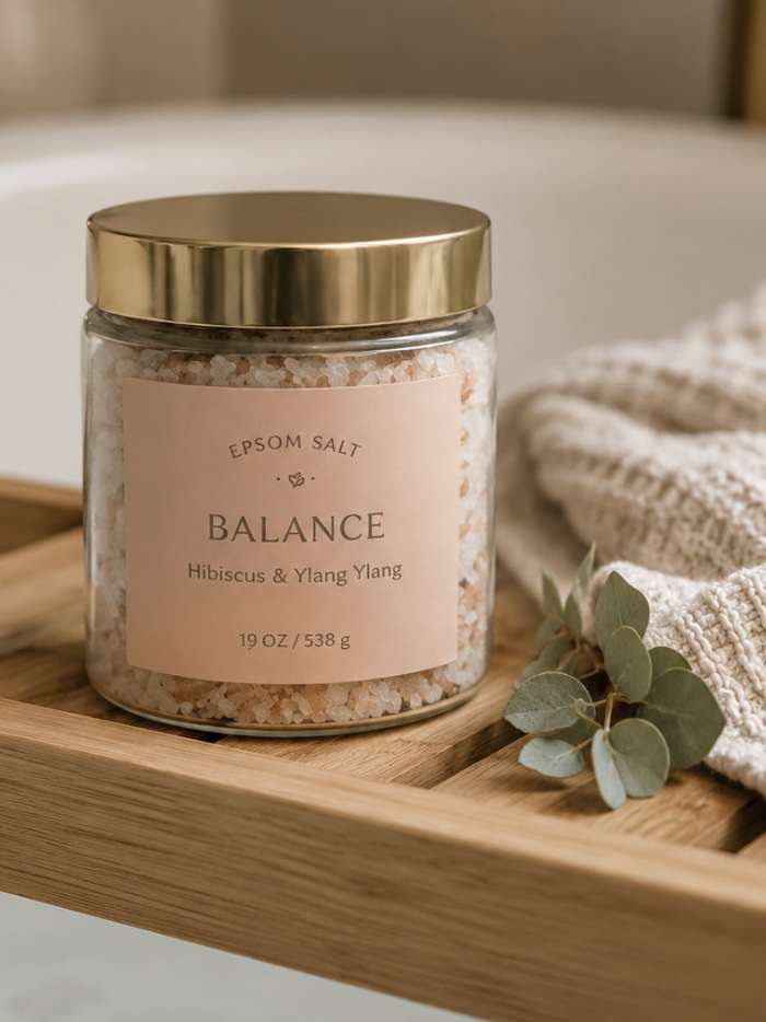 Aromatherapy bath salt gift set with calming essential oil blends for relaxing evenings at home