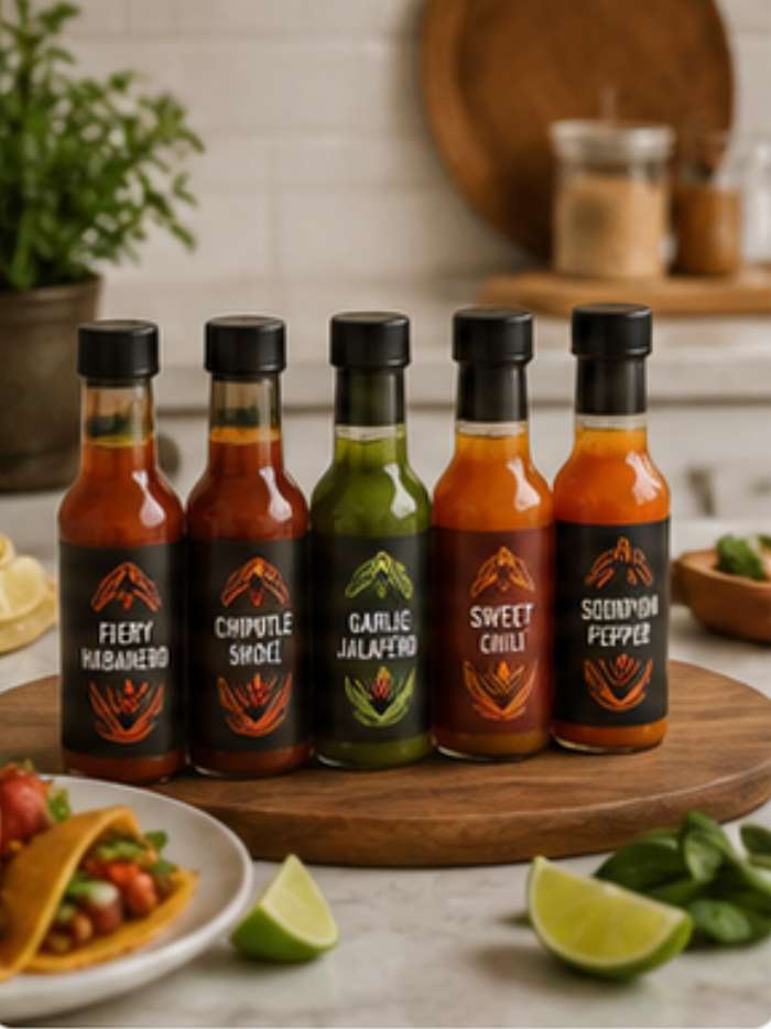 Hot sauce gift set with different flavors for food lovers and home cooks