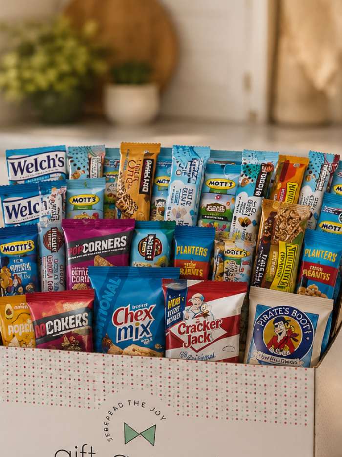 Healthy Snack variety gift box with sweet and salty treats for college students, coworkers, and care packages