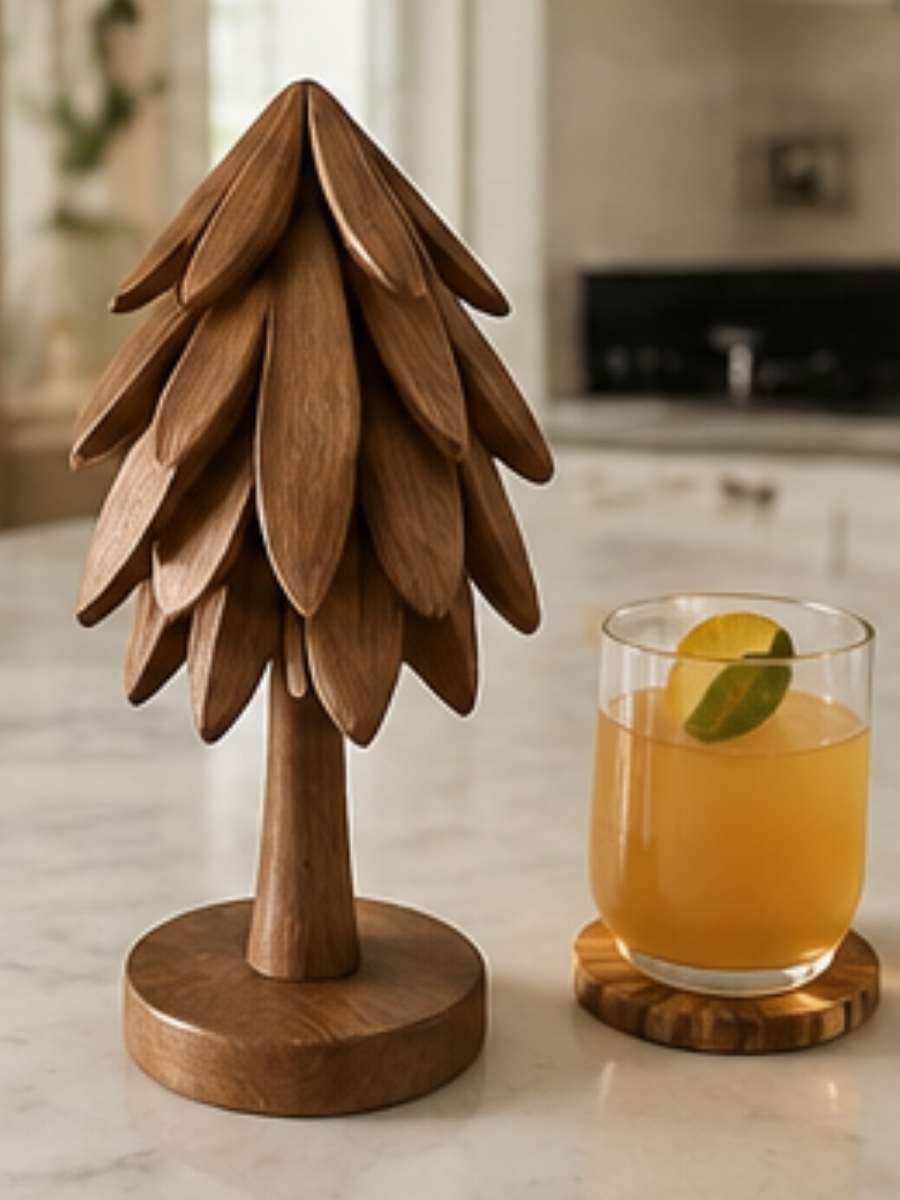 Wood coasters for adding warmth and texture