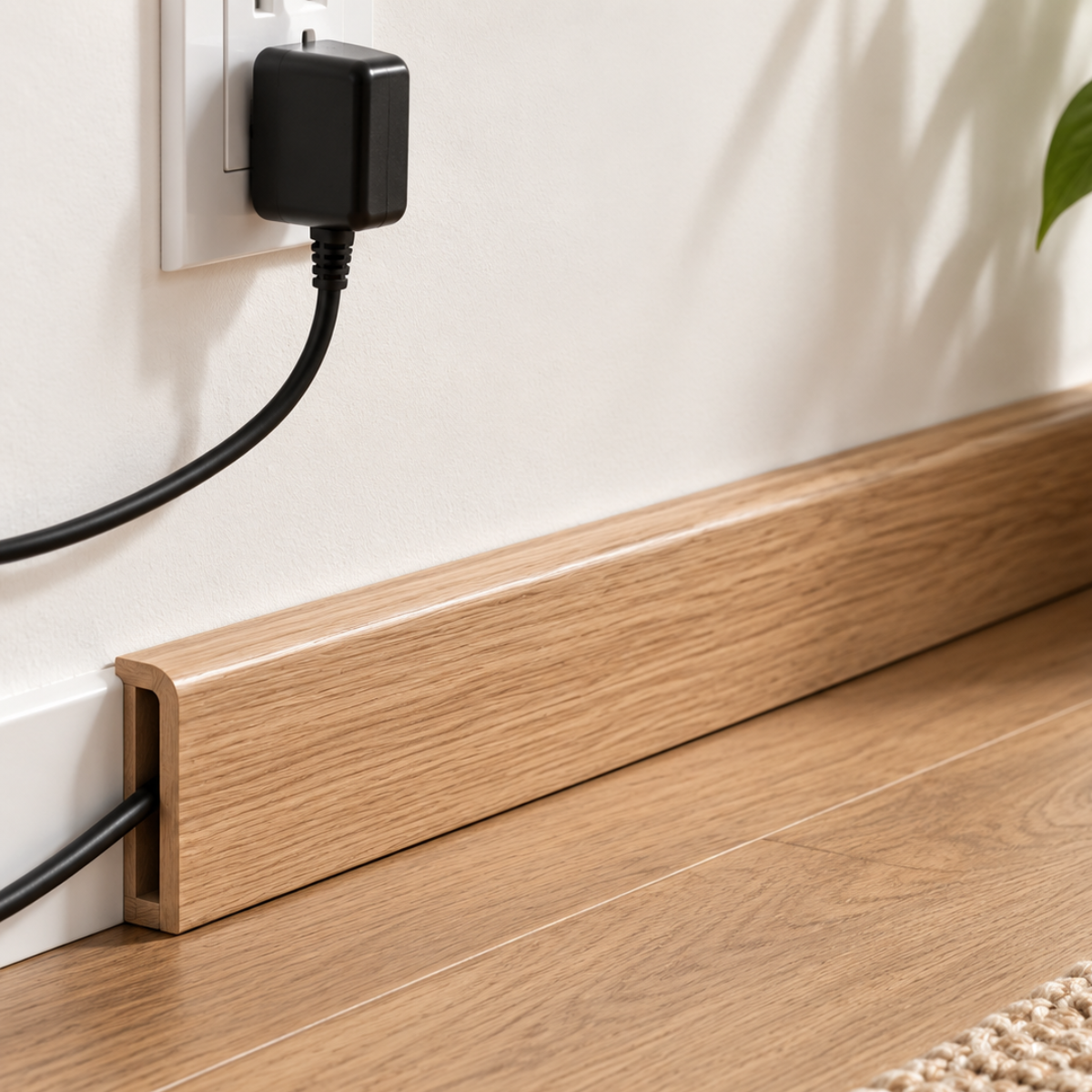 Floor cord cover for a clean and organized workspace