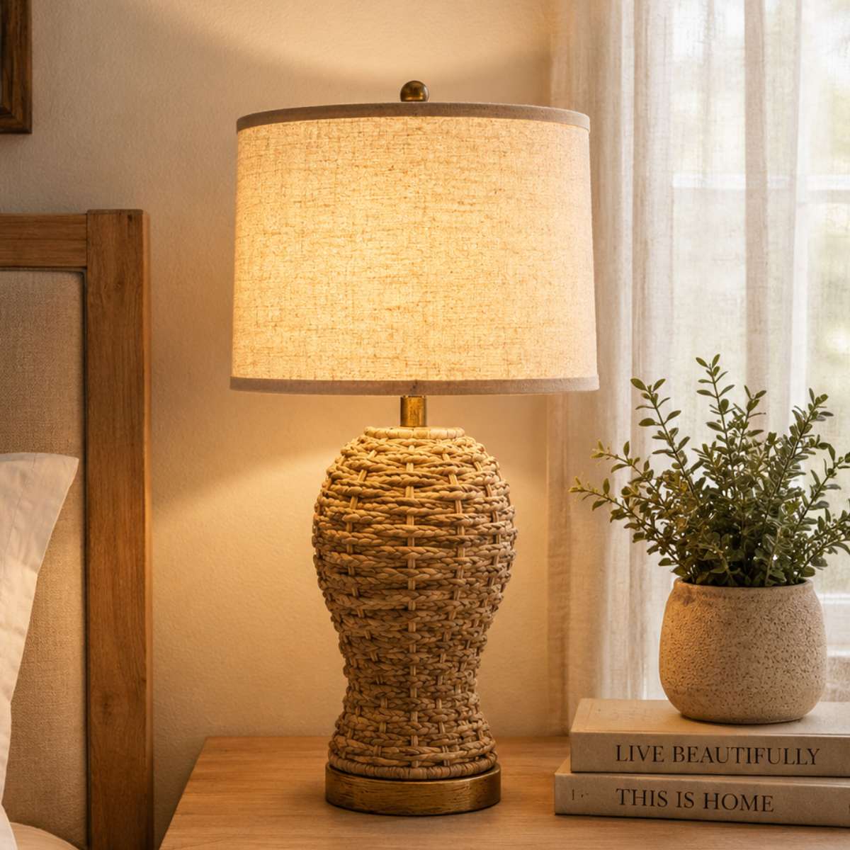 Rattan table lamp
