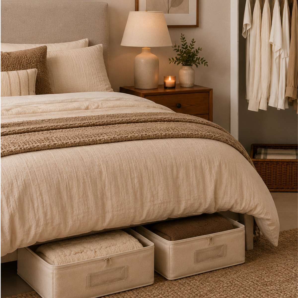 Under bed storage basket for extra organization