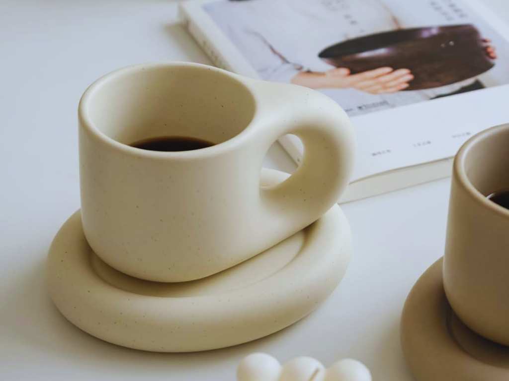 cozy ceramic mug and saucer for coffee or tea gift idea