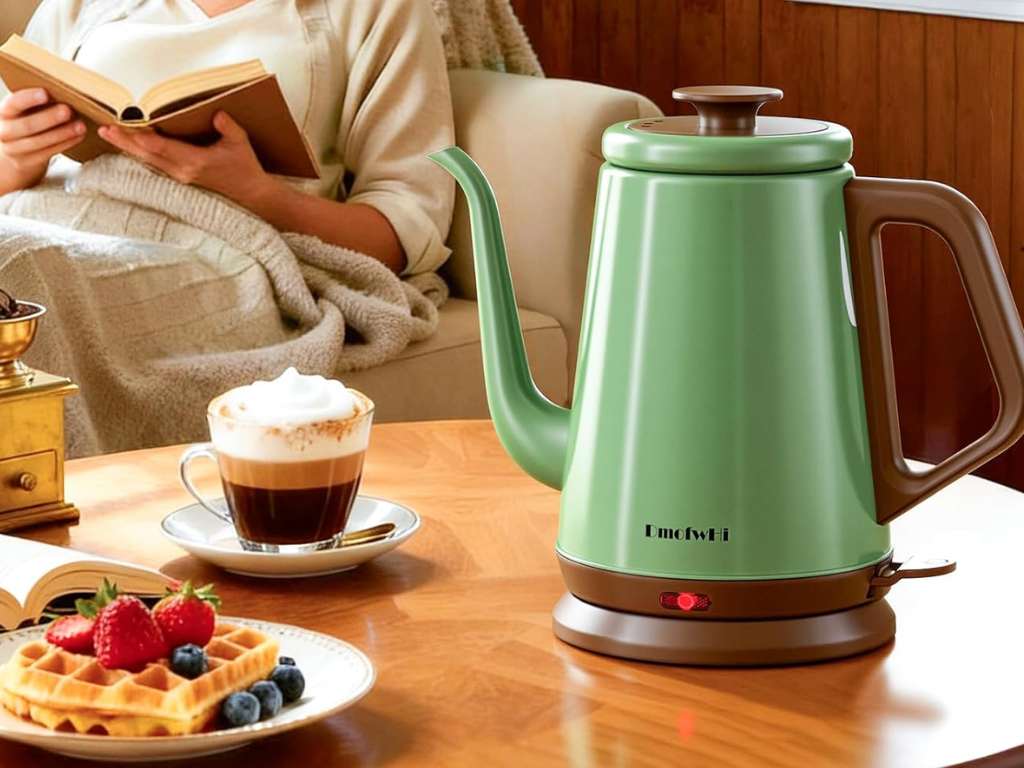 modern electric kettle for tea and cozy daily routine