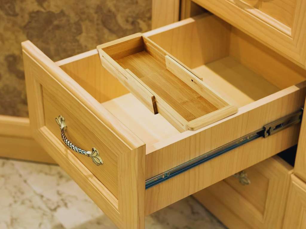 bamboo sliding drawer organizer