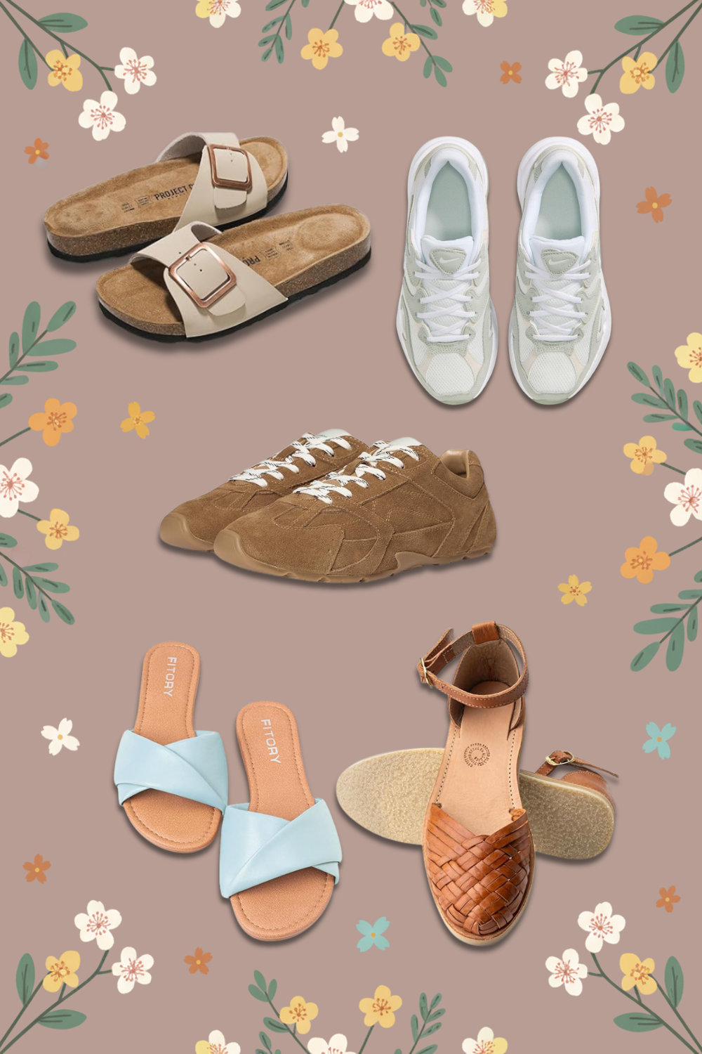 spring shoes collection with sandals and sneakers for everyday outfits